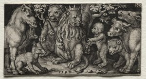 Król zwierząt autorstwa Nicolaes de Bruyn