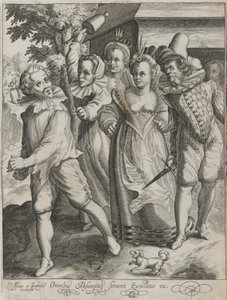 Syn marnotrawny zostaje wydalony z tawerny, płyta 4 z Historii syna marnotrawnego autorstwa Nicolaes de Bruyn