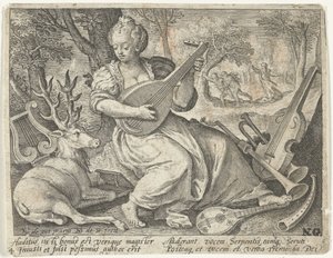 zmysł słuchu Pięć zmysłów (tytuł serii) autorstwa Nicolaes de Bruyn