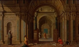 Archanioł Gabriel ukazujący się Zachariaszowi (Łuk. 1:11) autorstwa Nicolaes de Giselaer