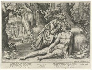 Dobry Samarytanin autorstwa Nicolaes van Geelkercken