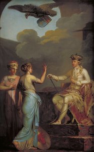 Chrystian VII Zjednoczenie księcia z królewską częścią Holsztynu w 1773 r. autorstwa Nicolai Abildgaard