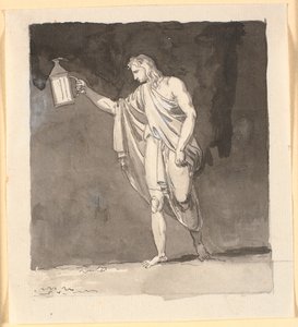 Diogenes świecący w ciemności z latarnią autorstwa Nicolai Abildgaard