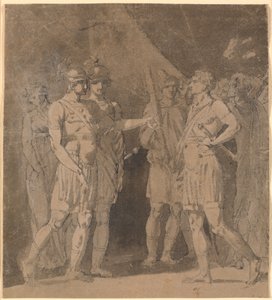 Scena z „Triumwiratu” Woltera, prawdopodobnie akt 1, scena 4 autorstwa Nicolai Abildgaard