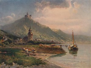 Braubach und die Marksburg, Braubach i zamek Marksburg, 1923.