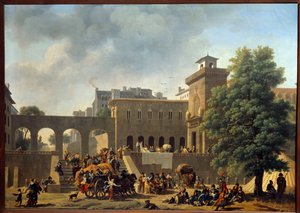 Kampania włoska (1796-1797): „”Na zewnątrz szpitala wojskowego lub Francuzi we Włoszech”” Obraz Nicolasa Antoine Taunay (1755-1820) XVIII-wieczne słońce. 0,46 x 0,65 m²