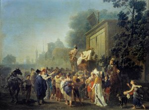 Podróżujący komicy, teatr szaleństwa Malarstwo Nicolasa Taunay (1755-1830) XIX-wieczne Reims, Musee des Beaux Arts