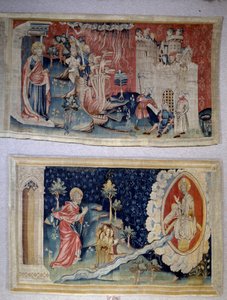 Zawieszenie Objawienia (1373-1383), n. 72: Szatan oblega Miasto. N. 74: Święty Jan przed Chrystusem. Gobelin Nicolasa Bataille