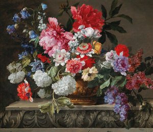 Martwa natura z róż, tulipanów, zawilców i bzu, druga połowa XVII wieku. autorstwa Nicolas Baudesson