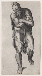 Józef z Arymatei, według fresku Ukrzyżowania Michała Anioła w Cappella Paolina, V..., 1540-66. autorstwa Nicolas Beatrizet