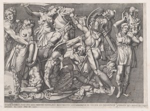 Lustro rzymskiej świetności: Bitwa pod Amazonkami, 1559., 1559. autorstwa Nicolas Beatrizet