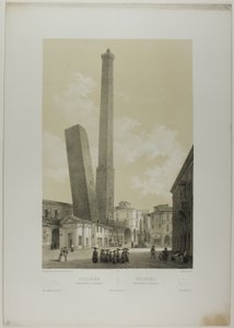 Bolonia: wieże Asinelli i Garisenda, płyta 40 z Italie Monumentale et Pittoresque