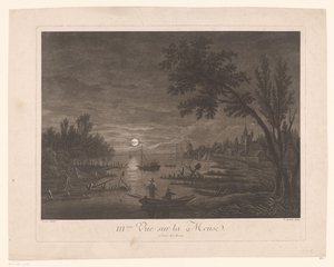 Nocny widok na Maas z rybakami III.ème Vue sur la Meuse. (tytuł na obiekcie) autorstwa Nicolas Dufour