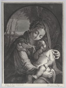 Dziewica ze śpiącym Dzieciątkiem, 1708., 1708. autorstwa Nicolas Etienne Edelinck