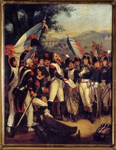 Certyfikat kaprala Lodi 10.05.1796 Napoleon Bonaparte (1769-1821) otrzymał certyfikat kaprala. Obraz Nicolasa Eustache Morina (1799-1850) 1799 Nd. 0,42x0,33 m Ile d