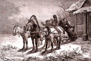 Rosja. Stacja przekaźnikowa w 1865 r. Dom pocztowy.1865 (ryc.) autorstwa Nicolas Gregorovitch Svertschkoff