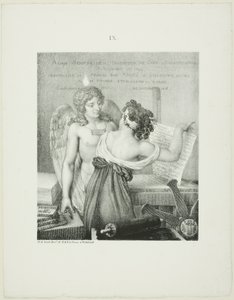 Geniusz litografii, z L’Art de la litographie Aloisa Senefeldera autorstwa Nicolas Henri Jacob