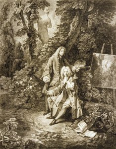 Panowie Jullienne i Watteau w parku po obrazie Watteau