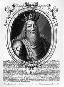 Clodion Owłosiony (ok. 428-47) z "Les Augustes Representations de tous les Rois de France depuis Pharamond jusqu
