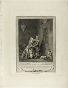 Niespodziewane wezwanie, z Monument du Costume Physique et Moral de la fin du Dix-huitième siècle autorstwa Nicolas Joseph Voyez