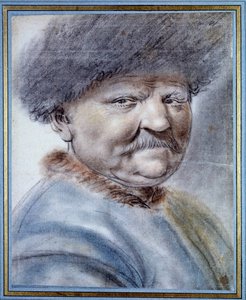 Portret cara Rosji Piotra I Wielkiego (1672-1725). Rysunek z czarnego kamienia autorstwa Nicolasa Lagneau (XVI w.-XVII w.) Wym. 0,31x0,25m. Chantilly, Muzeum Conde