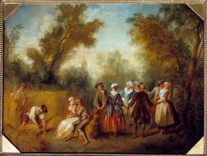 Scena Summer Country Party w czasie żniw. Obraz Nicolasa Lancreta (1690-1743) XVIII w. Niedz. 0,69x0,89 m² autorstwa Nicolas Lancret