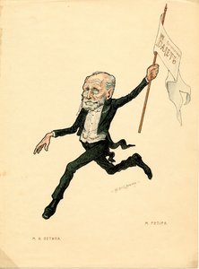 Portret Mariusa Petipy (1818-1910) francuskiego tancerza i choreografa - Litografia Nikołaja Gustawowicza Legata (1869-1937), zaczerpnięta z Ballet russe en caricatures