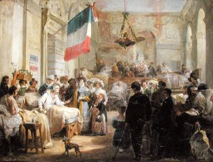 Królowa Marie-Amelie (1782-1866) Wizyta u rannych w Ambulance de la Bourse, 25 sierpnia 1830
