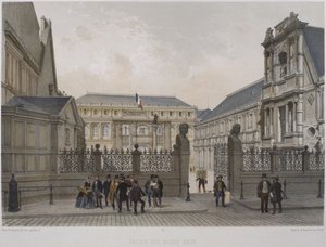 Palais des Beaux-Arts, Paryż, ilustracja z "Paris dans sa splendeur", opublikowana przez Henri Charpentier, rytowana przez Philippe Benoist (ur.1813) 1861 autorstwa Nicolas Marie Joseph Chapuy
