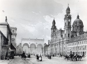 Pałac Królewski, Sala Marszałków i Kościół Teatynów w Monachium, I poł. XIX w. autorstwa Nicolas Marie Joseph Chapuy