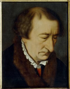Portret Johanna Neudorffera Starszego (1497-1563) (Portret J. Neudorffera Starszego). Mistrz pisarz, autor zbioru Fundament (1519, Norymberga), najstarszego podręcznika pisma drukowanego. Obraz Nicolasa Neufchatel (ok. 1527-ok. 1590), olej na płótnie