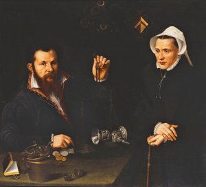 Portret mistrza Essai i jego żony, połowa długości, ok. 1561-7