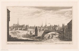 Gezicht op de Pont Neuf Widok na Pont Neuf i Isle du Palais (...) (tytuł na obiekcie) autorstwa Nicolas Perelle