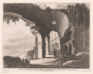 Widok wnętrza Koloseum Veduta del Anfiteatro di Tito, edificato da Vespitiano (...) (tytuł przedmiotu) autorstwa Nicolas Perelle
