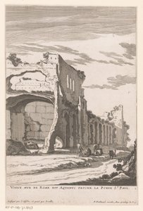 Ruiny akweduktu w Rzymie Vieux Mur de Rome dit Aquaduc proche la Porte St. Paul (tytuł na obiekcie)