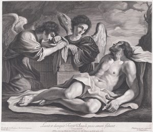Aniołowie opłakiwali Zmarłego Chrystusa, ca. 1690-1720., ok. 1690-1720. 1690-1720. autorstwa Nicolas Pitau