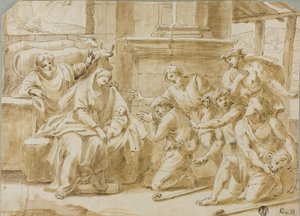 Adoracja pasterzy autorstwa Nicolas Poussin