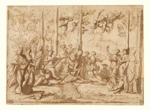 Apollo i Muzy na górze Parnas autorstwa Nicolas Poussin