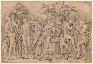 Bachanalia z kadzią na wino autorstwa Nicolas Poussin