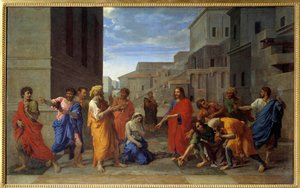 Chrystus i cudzołożna kobieta Obraz Nicolasa Poussina autorstwa Nicolas Poussin