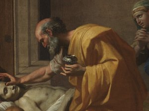Ostatnie namaszczenie z Siedmiu Sakramentów, 1638-40 autorstwa Nicolas Poussin