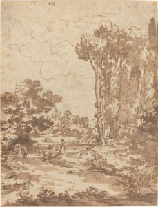 Figury kąpiące się w strumieniu autorstwa Nicolas Poussin