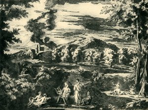 Pejzaż z Orfeuszem i Eurydyką, połowa XVII wieku, 1943. autorstwa Nicolas Poussin