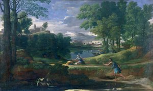 Krajobraz z mężczyzną zabitym przez węża, ok. 1648 r. (olej na płótnie) autorstwa Nicolas Poussin
