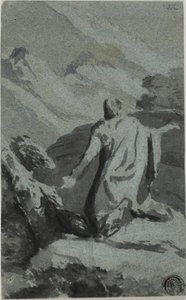 Człowiek modlący się w dziczy autorstwa Nicolas Poussin