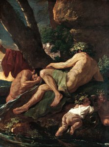 Midas myjący się u źródła Pactolus autorstwa Nicolas Poussin