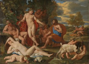 Midas i Bachus autorstwa Nicolas Poussin