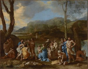 Święty Jan chrzczący w rzece Jordan autorstwa Nicolas Poussin
