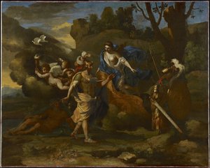 Wenus, Matka Eneasza, przedstawiająca mu broń wykutą przez Wulkana, ok. 1635 (olej na płótnie) autorstwa Nicolas Poussin