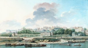 Le Quai et le Village de Passy, vue de la rive gauche, en 1757 (olej na płótnie) autorstwa Nicolas Raguenet